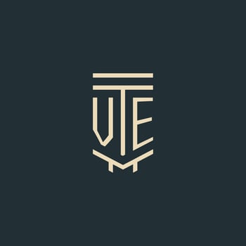 VE initial monogram with simple line art pillar logo designs vector