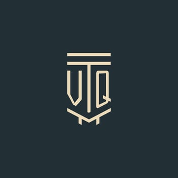 VQ initial monogram with simple line art pillar logo designs vector