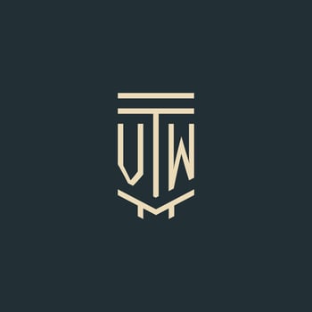 VW initial monogram with simple line art pillar logo designs vector