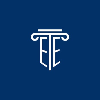 EE initial logo monogram with simple pillar icon vector