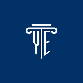 YE initial logo monogram with simple pillar icon vector