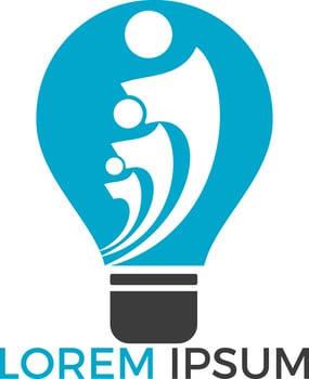 People in light bulb vector design. Corporate business and industrial creative logotype symbol. Brainstorming and teamwork concept.