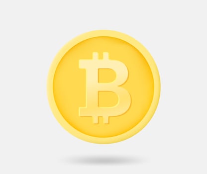 Gold Bitcoin coin. 3d vector isolated illustration