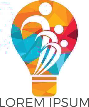 People in light bulb vector design. Corporate business and industrial creative logotype symbol. Brainstorming and teamwork concept.