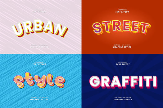 3D Text Effects with Selection of Effects Collection. vector