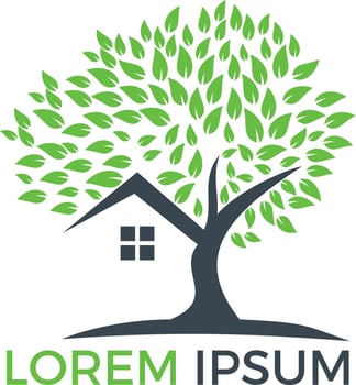 Tree house logo design. Eco House vector design template.