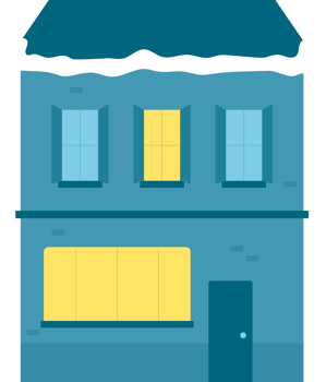 Houses in the winter in the snow. png