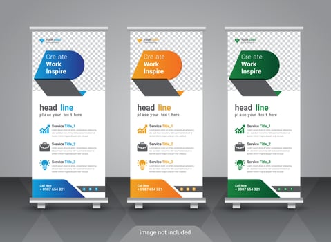 Professional corporate and business colorful roll up banner design template vector