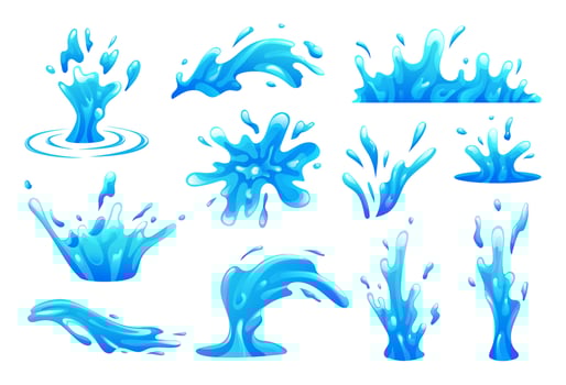 Water splash collection in cartoon style vector