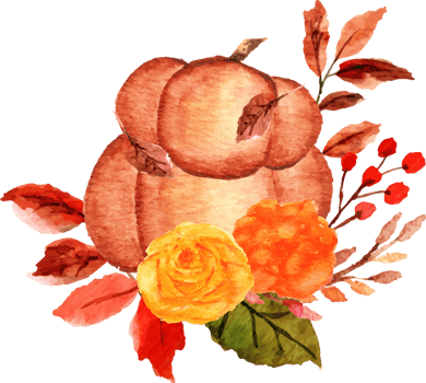 watercolor pumpkin with flower png