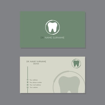 Olive green dentistry business card vector