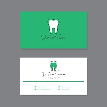 Aqua green and white dentistry business card vector