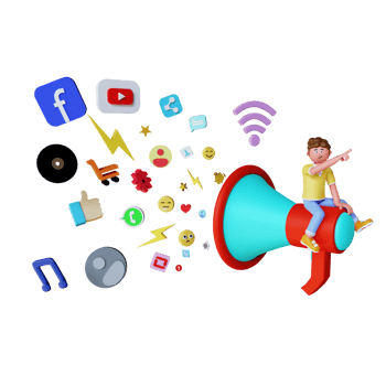 3d character person doing digital marketing png