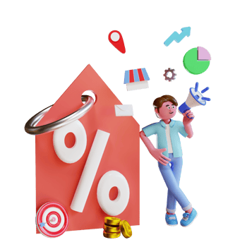 3d character person doing online store digital marketing png