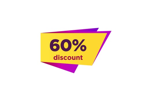 60 discount, Sales Vector badges for Labels, , Stickers, Banners, Tags, Web Stickers, New offer. Discount origami sign banner.