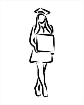 Line drawing of graduation vector