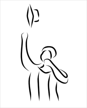 Line drawing of graduation vector