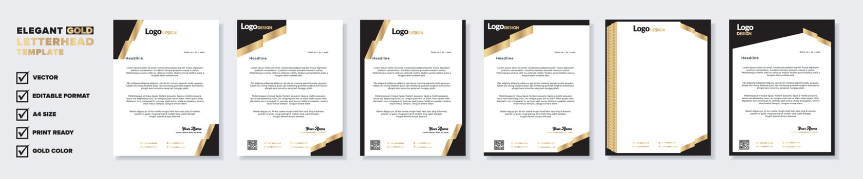 modern luxury golden letterhead design template for stationary for business corporation editable format eps10 vector
