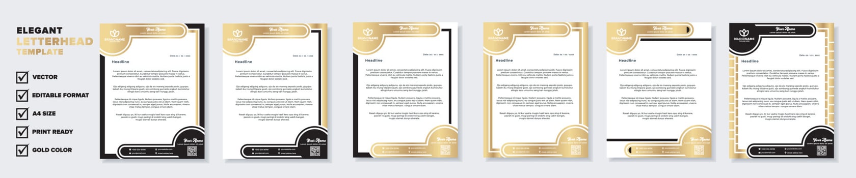 luxury golden letterhead design template for stationary for business corporation editable format eps10 vector