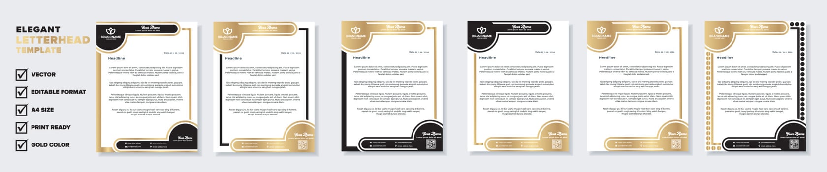 luxury golden letterhead design template for stationary for business corporation editable format eps10 vector