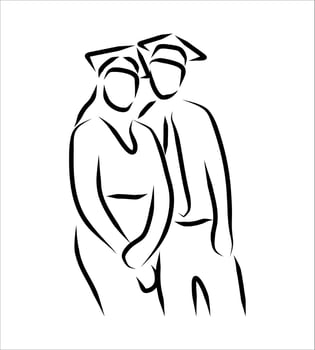 Line drawing of graduation vector