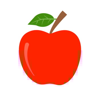 red apple with leaf isolated on white background. vector