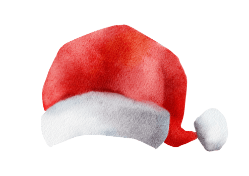 watercolor illustration Santa Claus Hat png