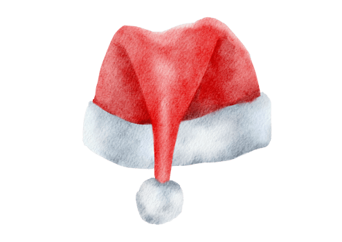 watercolor illustration of Santa Claus's hat png