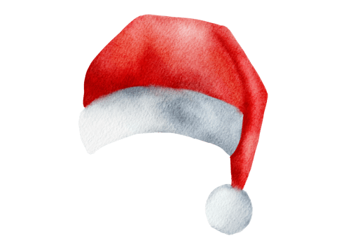 watercolor illustration Santa Claus Hat png
