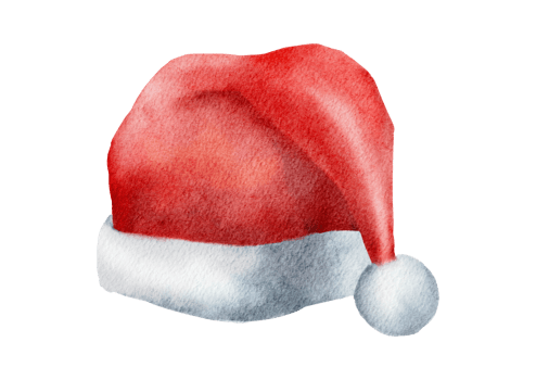 watercolor illustration Santa Claus Hat png