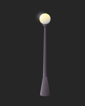 Cartoon street lamp isolated on a dark background. vector