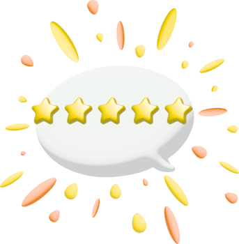 3d five golden stars on bubble with booming effect on pink for rating or feedback review png
