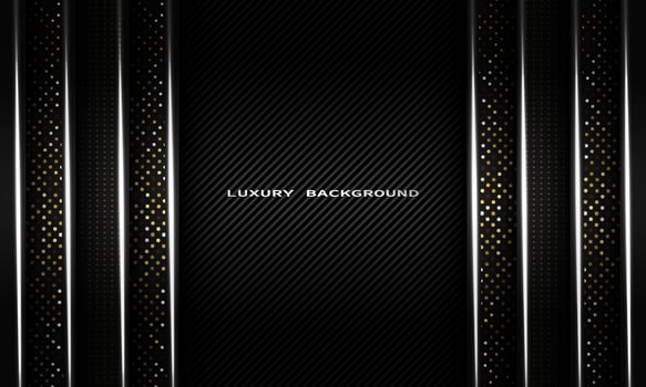 luxury black abstract backgroud2, with creative geometric shape line and gold silver sparkling vector