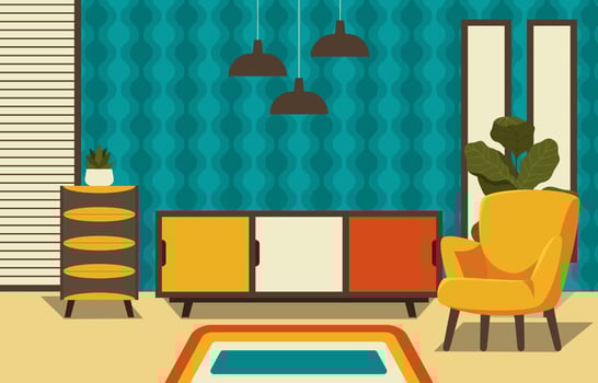 Green Retro Interior Background vector