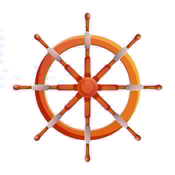 Ship steering wheel isolated on white background. Wooden wheel vector illustration