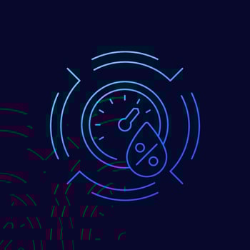 Hygrometer line icon, humidity control vector