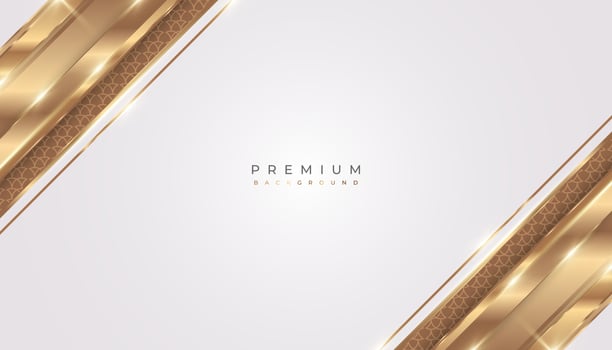 Luxury White and Gold Background with Golden Lines and Paper Cut Style. Premium Gray and Gold Background for Award, Nomination, Ceremony, Formal Invitation or Certificate Design vector