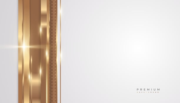 Luxury White and Gold Background with Golden Lines and Paper Cut Style. Premium Gray and Gold Background for Award, Nomination, Ceremony, Formal Invitation or Certificate Design vector