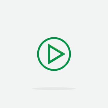 Play button icon with circle frame in trendy style isolated on grey background. Play symbol for your web site design, logo, app, UI. Vector illustration
