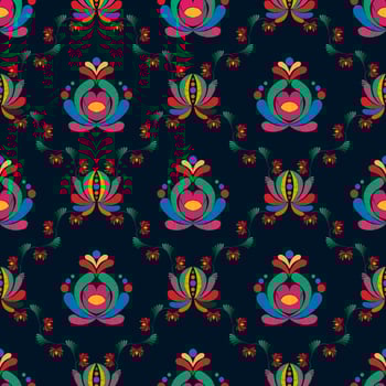 Floral ethnic ikat seamless pattern decoration design. Aztec fabric carpet boho mandalas textile decor wallpaper. Tribal native motif flower decorative traditional embroidery vector background