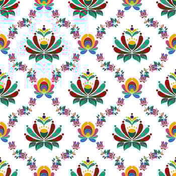Floral ethnic ikat seamless pattern decoration design. Aztec fabric carpet boho mandalas textile decor wallpaper. Tribal native motif flower decorative traditional embroidery vector background