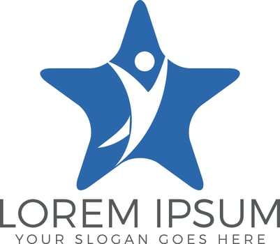 Happy Human in star vector logo design.