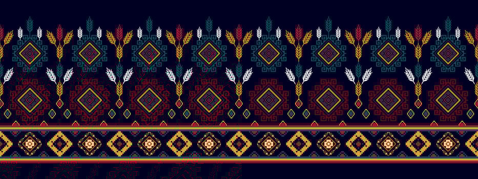 Ikat ethnic Hungarian polish folk pattern design. Aztec fabric carpet boho mandalas textile decor wallpaper. Tribal native motif flower traditional embroidery vector illustrated