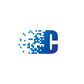 Letter C Pixel Logo, Fast Moving C Icon vector