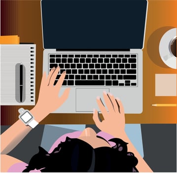 Woman in flat drawing design working vector