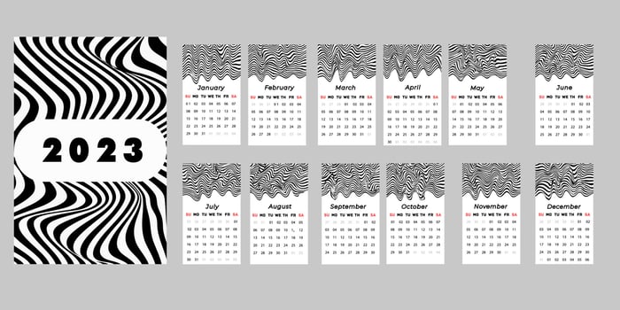Monthly calendar template for 2023. vector