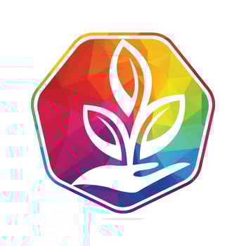 Plant in Hand Vector Logo Design. Natural Products Logo. Cosmetics icon. Spa logo.