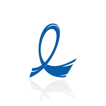 Blue Ribbon and Mustache Cancer Awareness Vector Template Design. Grow It Up Text Card Vector.