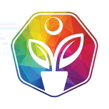Flower Pot And Plant Logo. Human Growth Vector Logo.