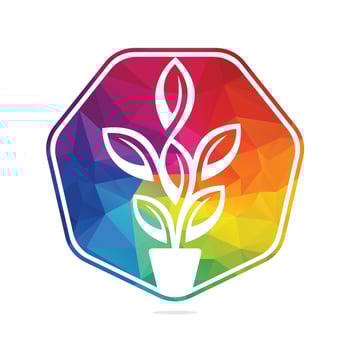 Flowers Pot and Plant Pot Vector Illustration Design. Green Tree on Pot Logo Design.
